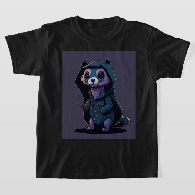 Halloween Ferret Roligt T Shirt (Laydown)