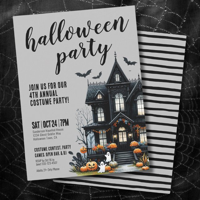 Halloween fest, årskostnad, hemsökt hus inbjudningar (Halloween Party Annual Costume Haunted House Invitation)