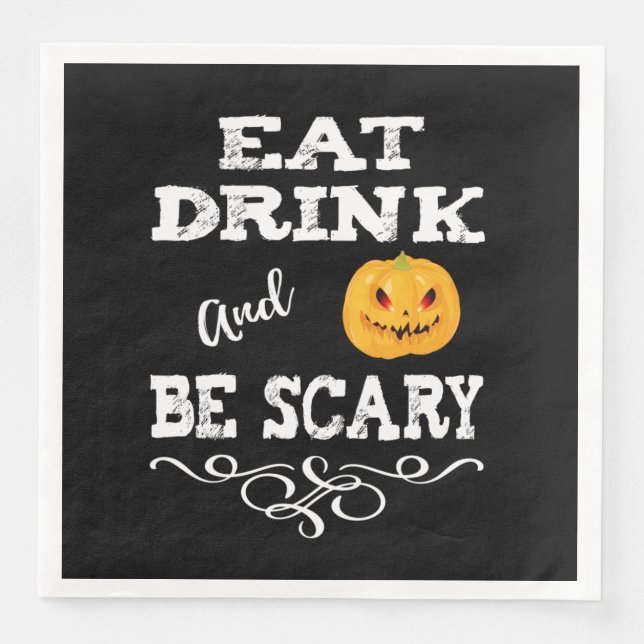Halloween fest Ät dryck och använd en knapp. Pappersservett (Framsida)