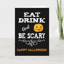Halloween fest Ät dryck och var scen Ansikte Kort