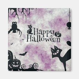 Halloween fest Black Cat Evil Pumpkins Scary Uggla Magnet