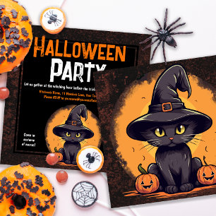Halloween fest Black Cat Inbjudningar