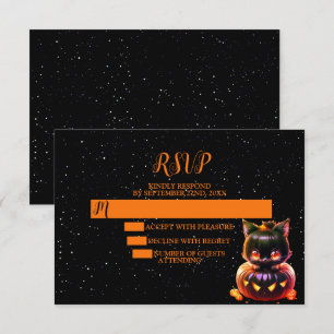 Halloween fest Black Cat Pumpkin Horror Scary OSA Kort
