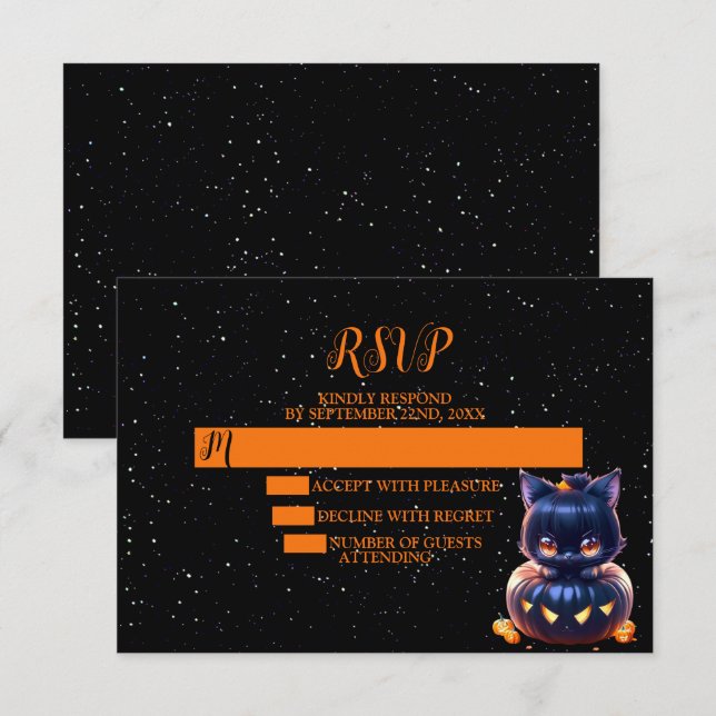 Halloween fest Black Cat Pumpkin Horror Scary OSA Kort (Fram/baksida)