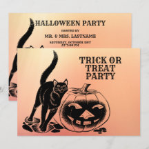 Halloween fest Black Cat Pumpkin Orange Scary