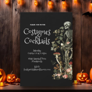 Halloween fest Black Costume & Cocktails Blommigt Inbjudningar