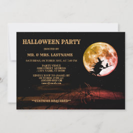 Halloween fest Black Night Full Moon Scary Inbjudningar