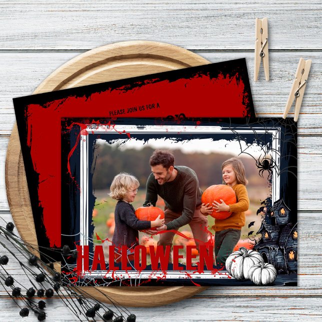Halloween fest Black Ram med Pumpkins Photo Inbjudningar (Skapare uppladdad)