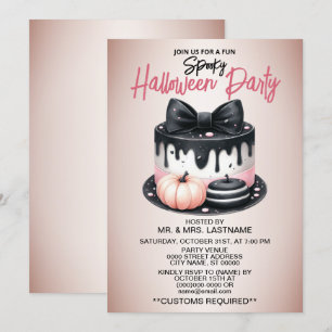 Halloween fest Black Rosa Cake Treat Spooky Inbjudningar