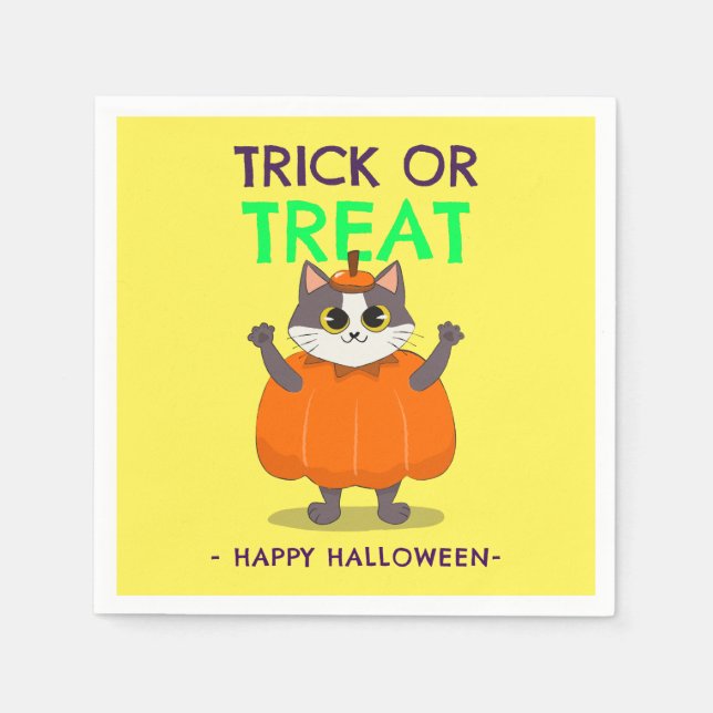 Halloween fest blöjor, katt i pumpa pappersservett (Framsidan)