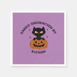 Halloween fest blöjor, svart kattunge i pumpa pappersservett