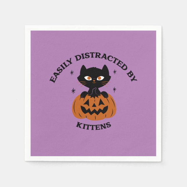 Halloween fest blöjor, svart kattunge i pumpa pappersservett (Framsidan)