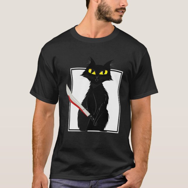 Halloween fest Blood Splatter Knivar Black T Shirt (Framsida)