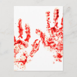 Halloween fest Bloody Handprint Vykort