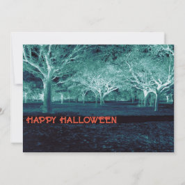 Halloween fest Blue Grönt Scheme Scary Skogen Inbjudningar