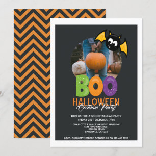 Halloween fest Boo och Fladdermus Personligen Inbjudningar