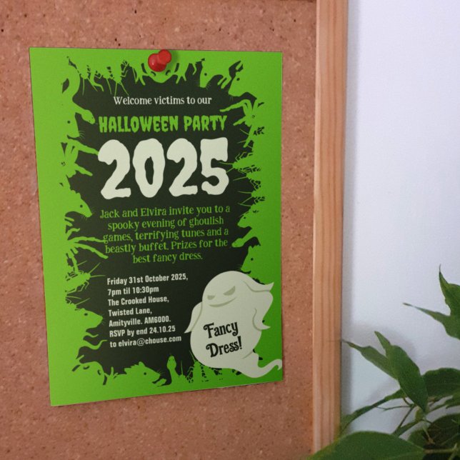 Halloween fest Bright Grönt Råttor Creepy Crawlies Inbjudningar (Skapare uppladdad)