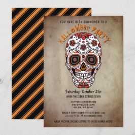 Halloween fest Bright Socker Skull Day of the dead Inbjudningar