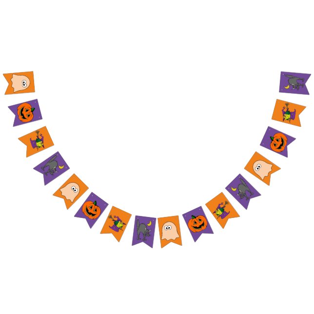 Halloween fest Bunting Garland Flaggor (Alla)