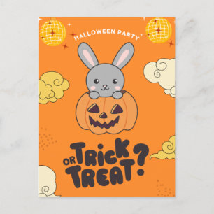 Halloween fest Bus eller godis Bunny Pumkin Holida Helg Vykort