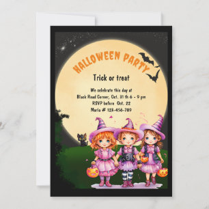 Halloween fest Bus eller godis Inbjudningar