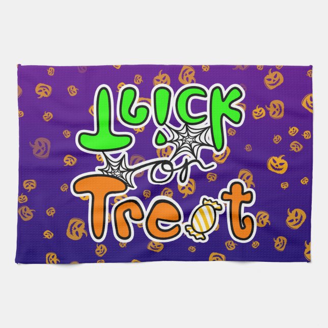 Halloween fest Bus eller godis Kökshandduk (Horisontell)