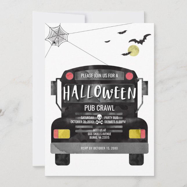 Halloween fest Buss Inbjudningar (Framsida)