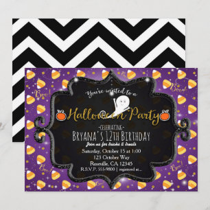 HALLOWEEN FEST Candy Corn Spöklik Invitation Inbjudningar