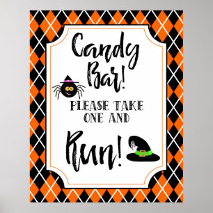 halloween fest candy pub grab och springa poster