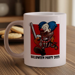 Halloween fest Colorful Chainsee Clown Tecknad Jumbo Mugg