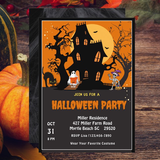 Halloween fest Creepy Haunted House Inbjudningar (Skapare uppladdad)