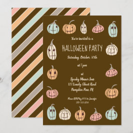 Halloween fest Cute Pastel Pumpkins Inbjudningar