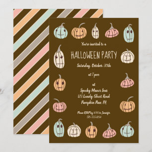 Halloween fest Cute Pastel Pumpkins Inbjudningar