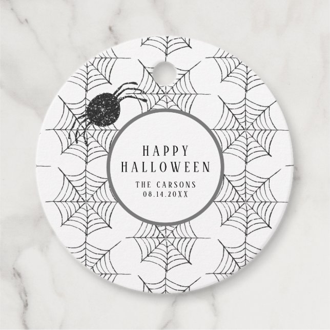 Halloween fest Dekorations Spiders Webben Gift Gåvor Etiketter (Framsida)