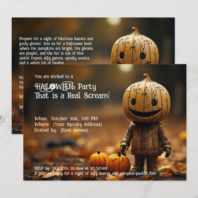 Halloween fest Det är en riktig kräm! Inbjudningar (Fram/baksida)