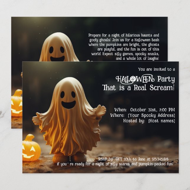 Halloween fest Det är en riktig kräm! Inbjudningar (Fram/baksida)