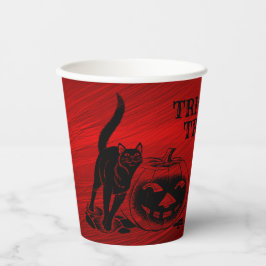 Halloween fest Evil Black Cat Pumpkin Red Scary