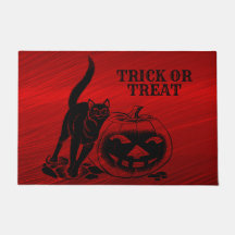 Halloween fest Evil Black Cat Pumpkin Red Scary