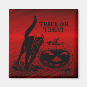 Halloween fest Evil Black Cat Pumpkin Red Scary Magnet
