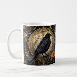 Halloween fest Evil Black Kråka Orange Flowers Kaffemugg