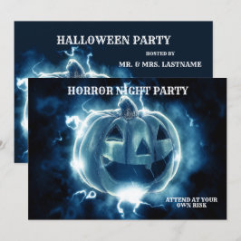 Halloween fest Evil Blue Pumpkin Horror Scary Inbjudningar