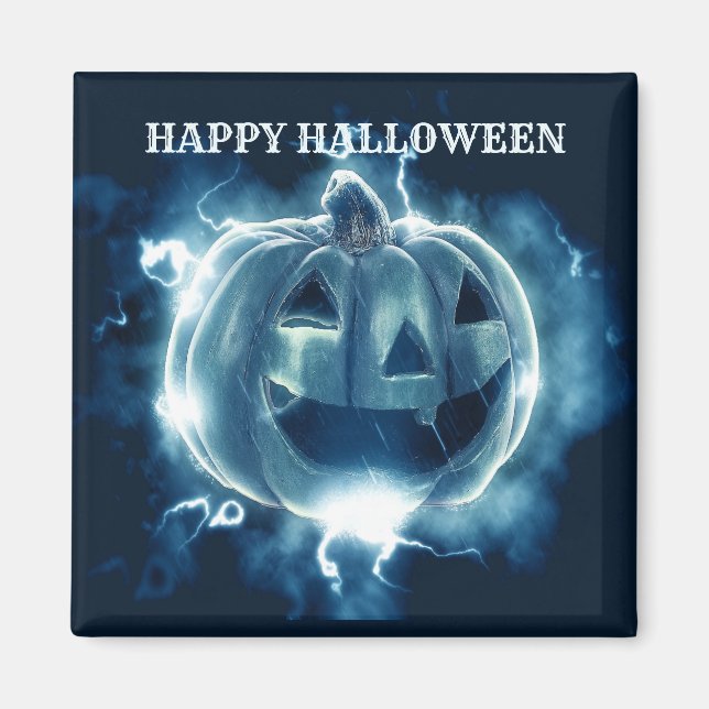 Halloween fest Evil Blue Pumpkin Horror Scary Magnet (Framsidan)