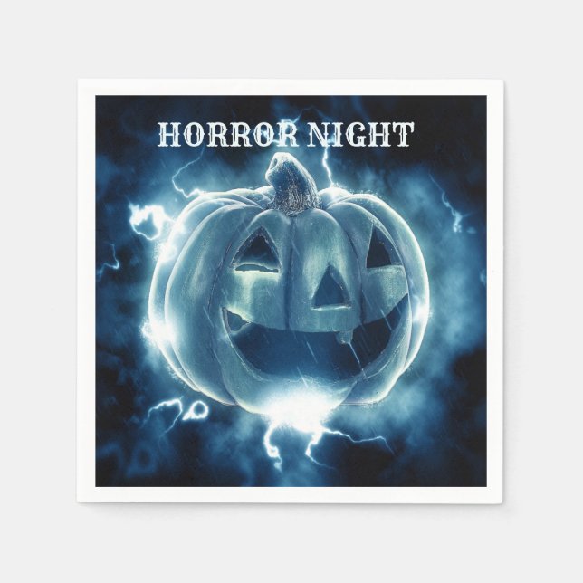 Halloween fest Evil Blue Pumpkin Horror Scary Pappersservett (Framsidan)