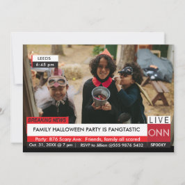 Halloween fest Family Breaking TV News Fabulous Inbjudningar