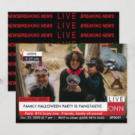 Halloween fest Family Breaking TV News Fabulous Inbjudningar