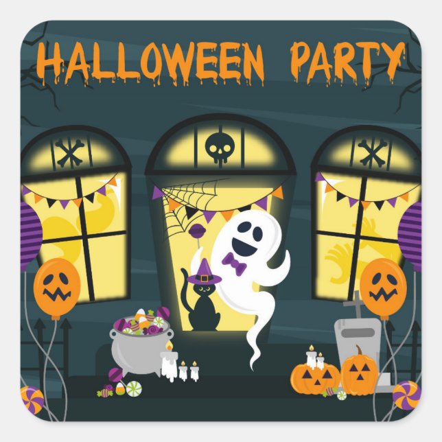 Halloween fest Firande Fyrkantigt Klistermärke (Framsida)