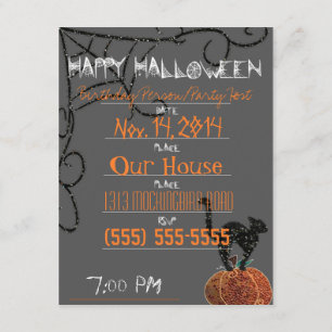 Halloween fest/födelsedag inbjudningar