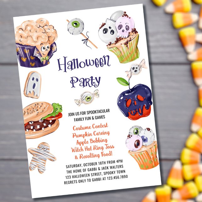 Halloween fest Food and Spooktacular Roligt Inbjudningar (Skapare uppladdad)