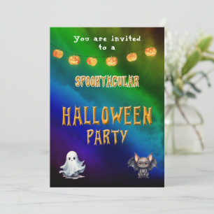 Halloween fest för barn färglös söt inbjudningar