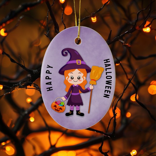 Halloween fest för barn Witch Julgransprydnad Keramik (Skapare uppladdad)